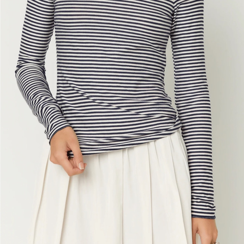 Project Social T Navy and White Striped Long Sleeve Tee